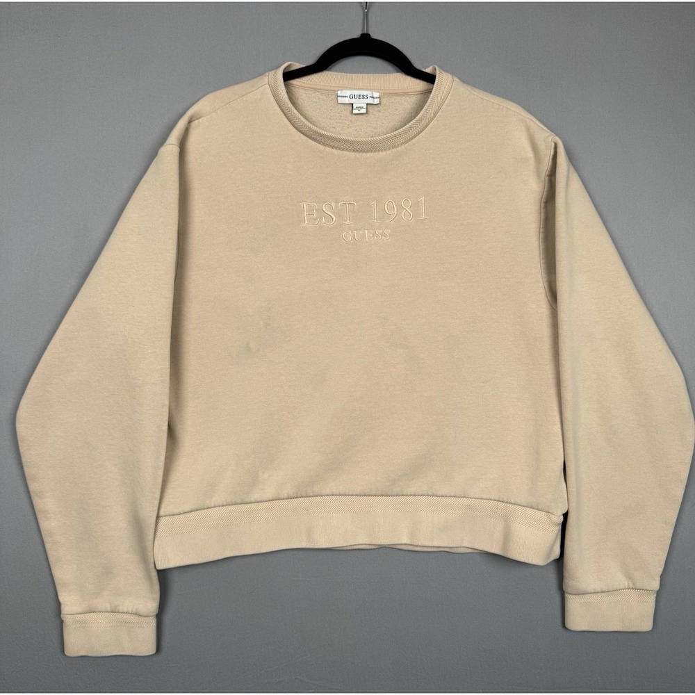 Vintage Guess Light Peach Pullover Crewneck Sweatshirt Womens‎ XL Embroidered
